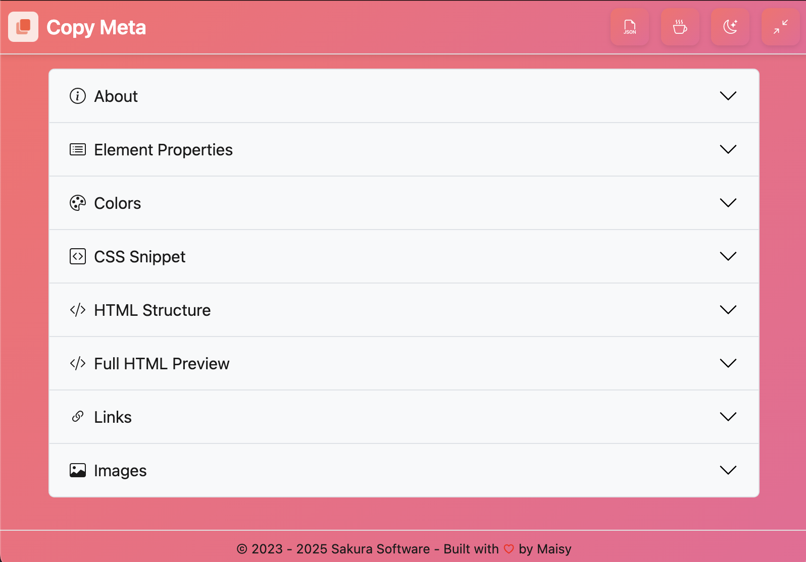 Copy Meta Extension Main Interface